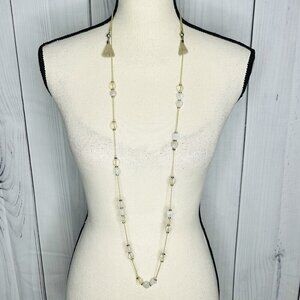 Ann Taylor Loft 23” Beaded Necklace Twine Chain Tasseled